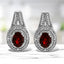 .925 Sterling Silver Red Garnet and Diamond Accent Stud Earrings