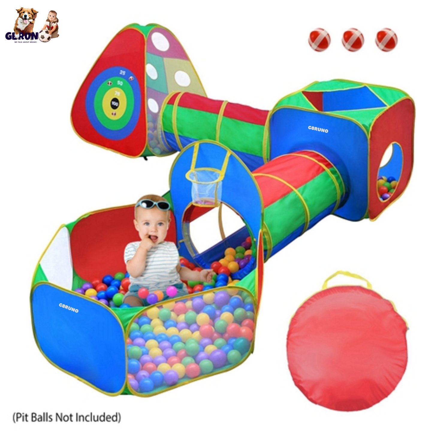 Ensemble de Tente de Balles pour Enfants de 5 Pièces avec Tunnels de Rampement
