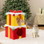 Casa de Gato en Forma de Caja de Regalo Festiva para una Cómoda Temporada Navideña