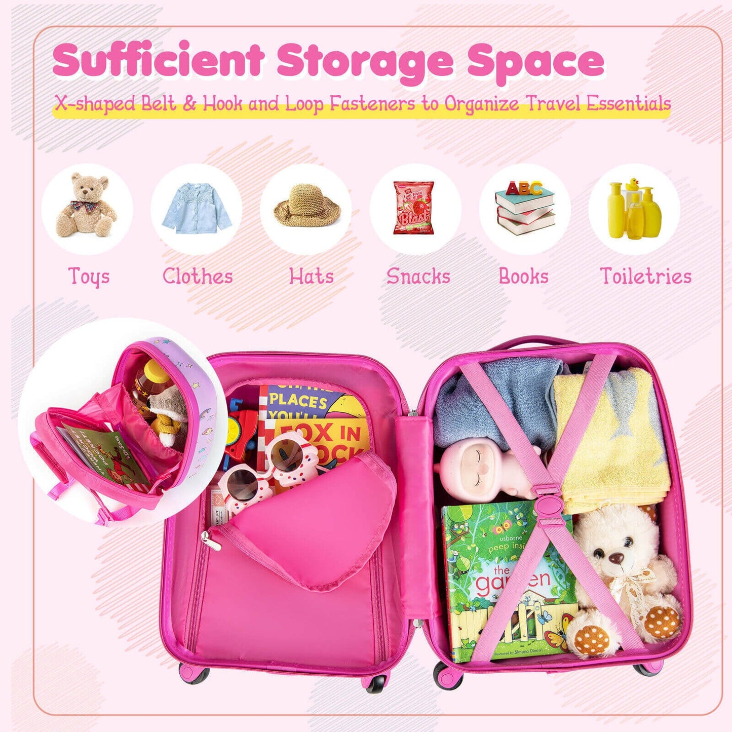 Ensemble de bagages à main pour enfants en 2 pièces - Rose