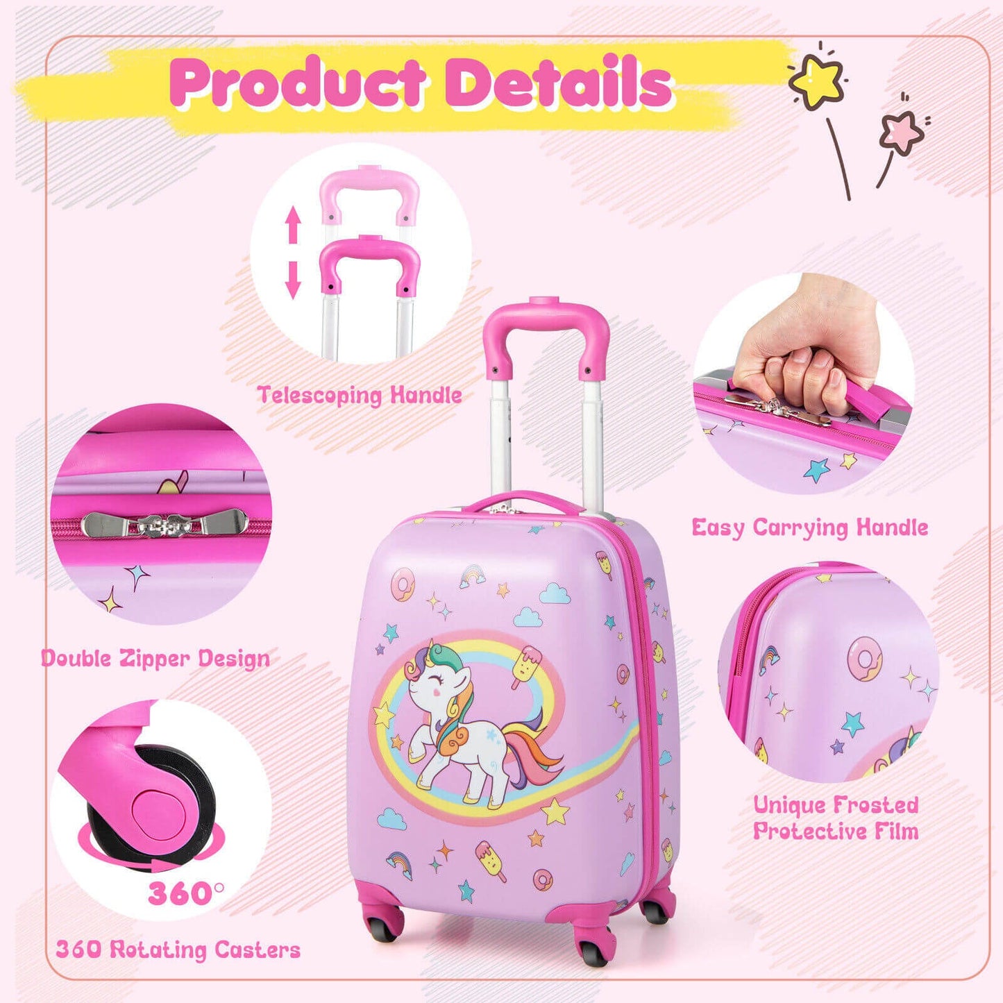 Ensemble de bagages à main pour enfants en 2 pièces - Rose