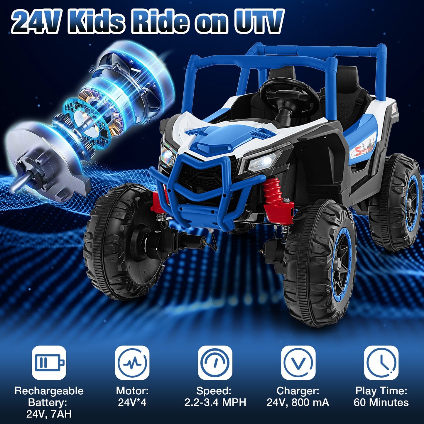 UTV para niños de 2 plazas con control remoto - Marino