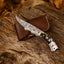 Exquisite Handmade Damascus Steel EDC Folding Knife | 3-Inch Blade, Sheep Horn Handle, Leather Sheath | Perfect Gift by KBS Knives - Korvel