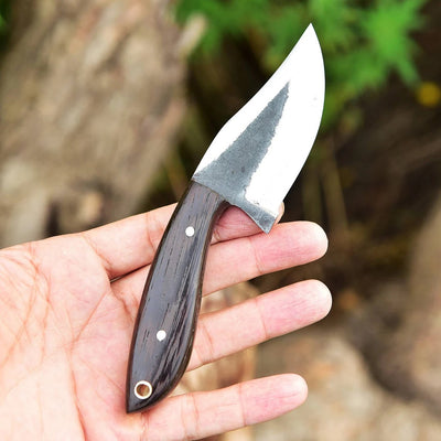 Premium Custom 1095 Forged Steel Skinning Knife with Wenge Wood Handle - 7" | Includes Leather Sheath - Korvel