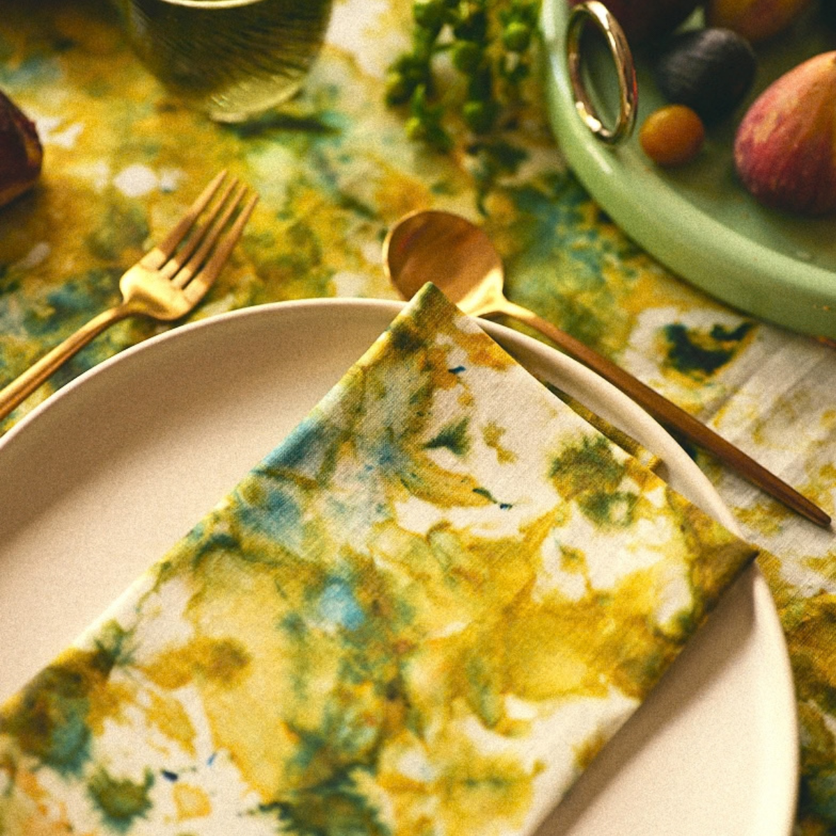 Mantel de mármol verde - Lino europeo elegante