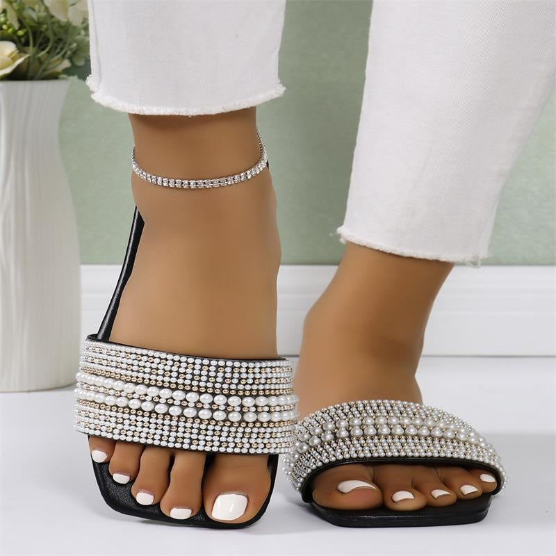Sandalias Elegantes de Diamante Negro para Mujeres