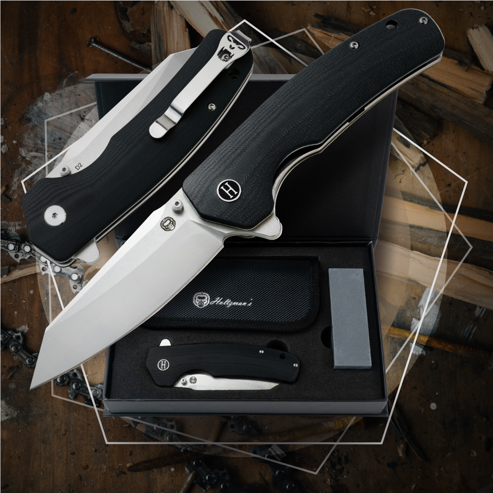 The Clip Point Folding Pocket Knife Giftset for Men and Women (Silver and Black) - Korvel