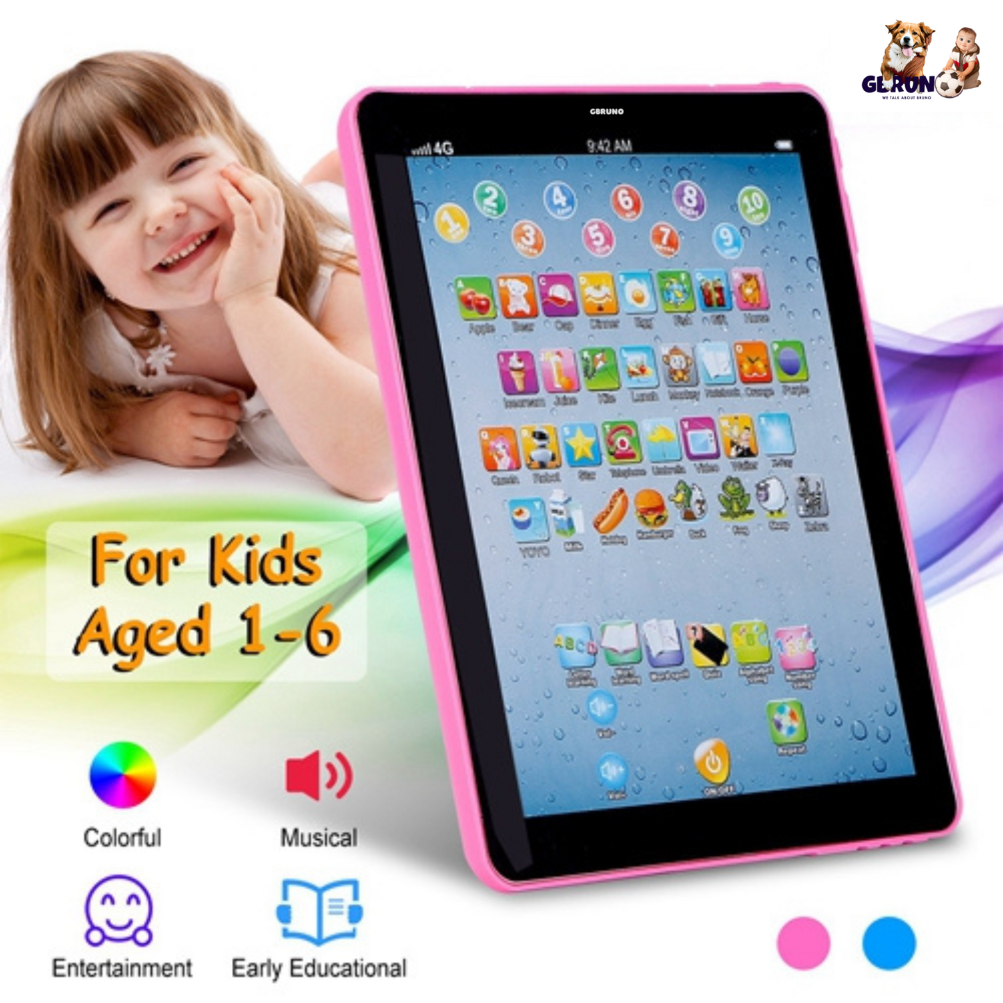 Tablette d'apprentissage GBruno pour bébé - Amusement éducatif pour les enfants