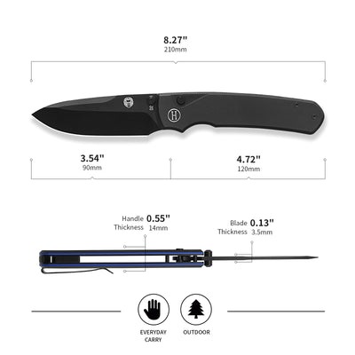 The Ultimate Folding Pocket Knife Gift Set for Outdoor Enthusiasts (Black & Blue) - Korvel