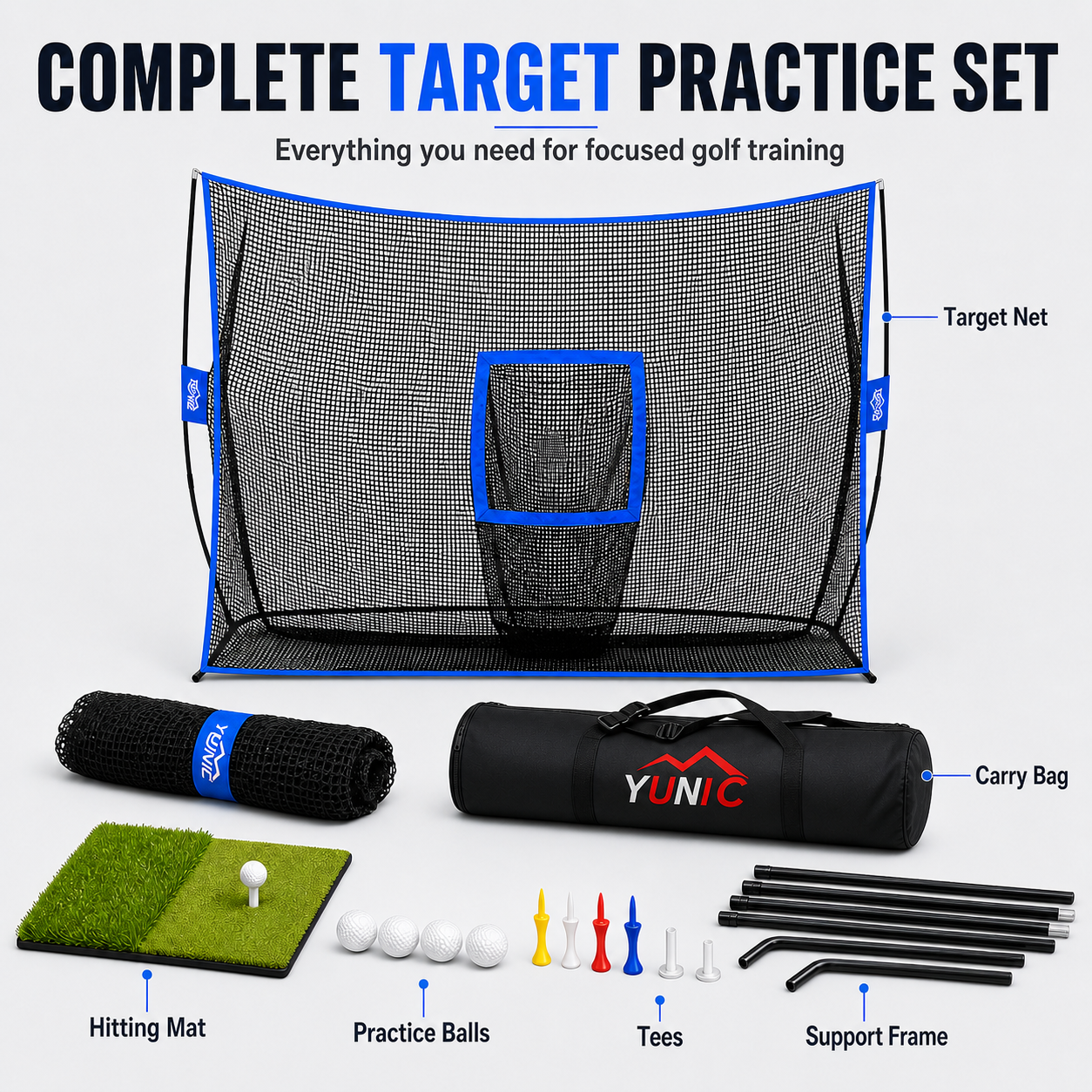 Portable Golf Practice Net - 10ft x 7ft Training Aid