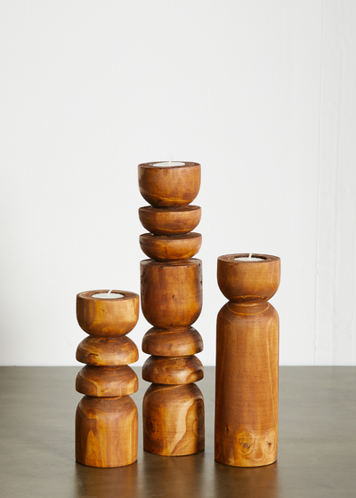Soporte de Vela Tealight de Madera Abstracto