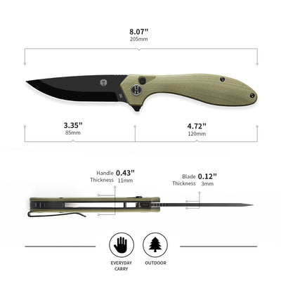 Ultimate Vector Folding Pocket Knife Gift Set for Outdoor Enthusiasts (Green & Black) - Korvel