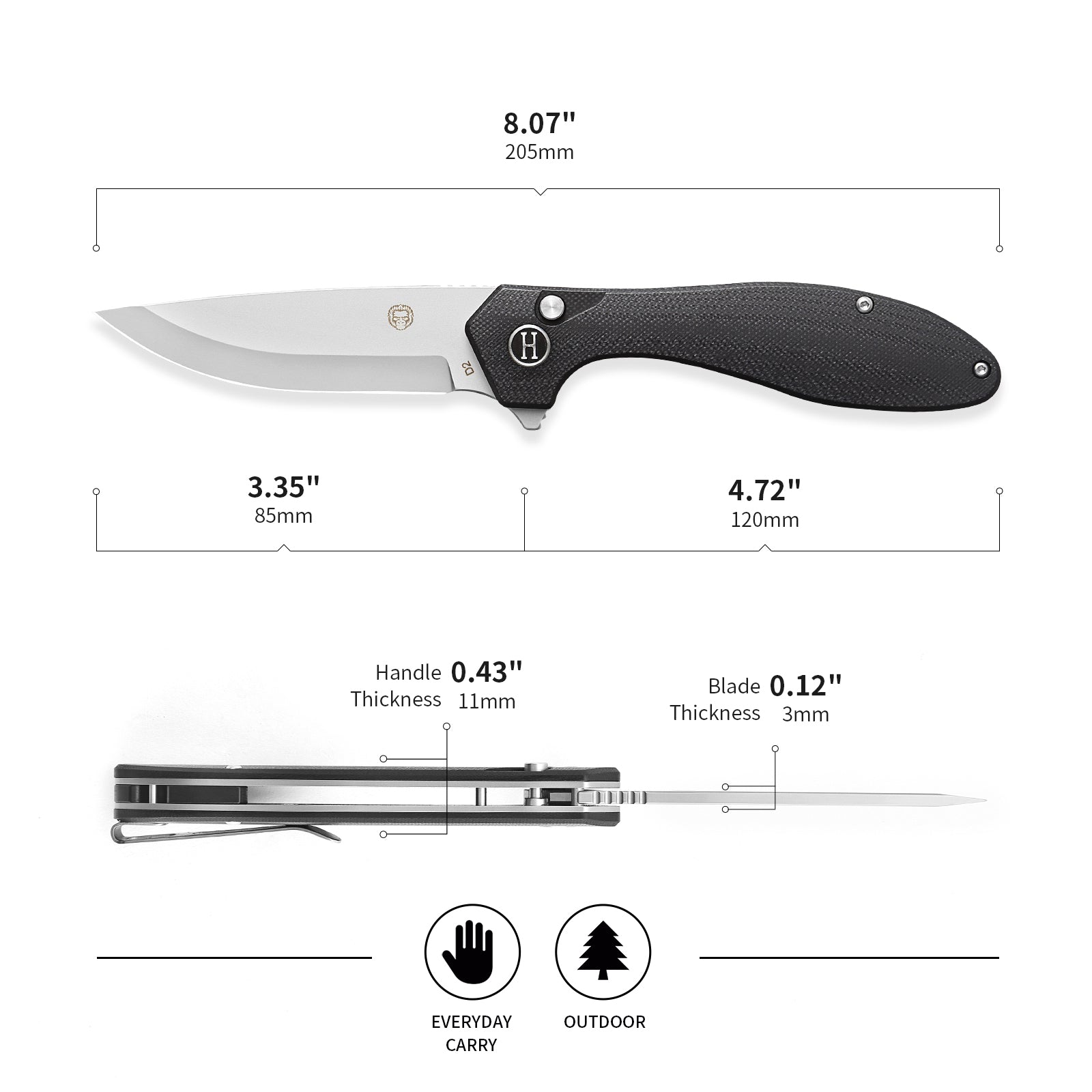 Ultimate Vector Folding Pocket Knife Gift Set for Adventurers (Black & Silver) - Korvel