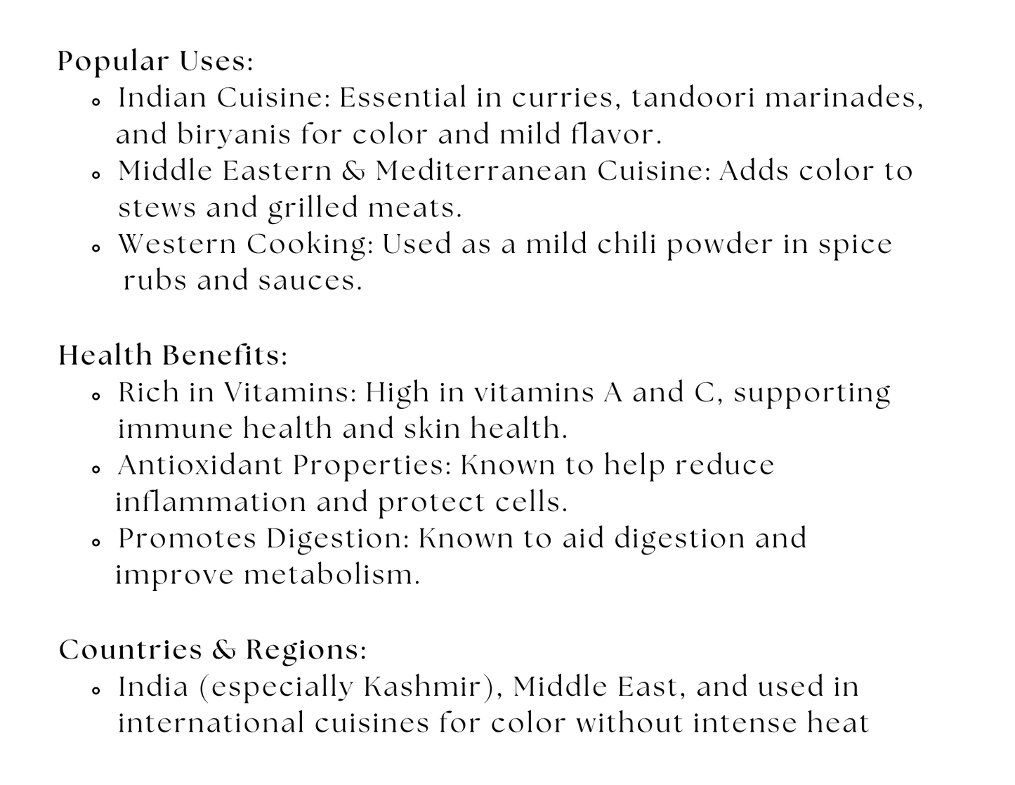 Kashmiri Chili Powder – Mild Heat & Vibrant Red Color
