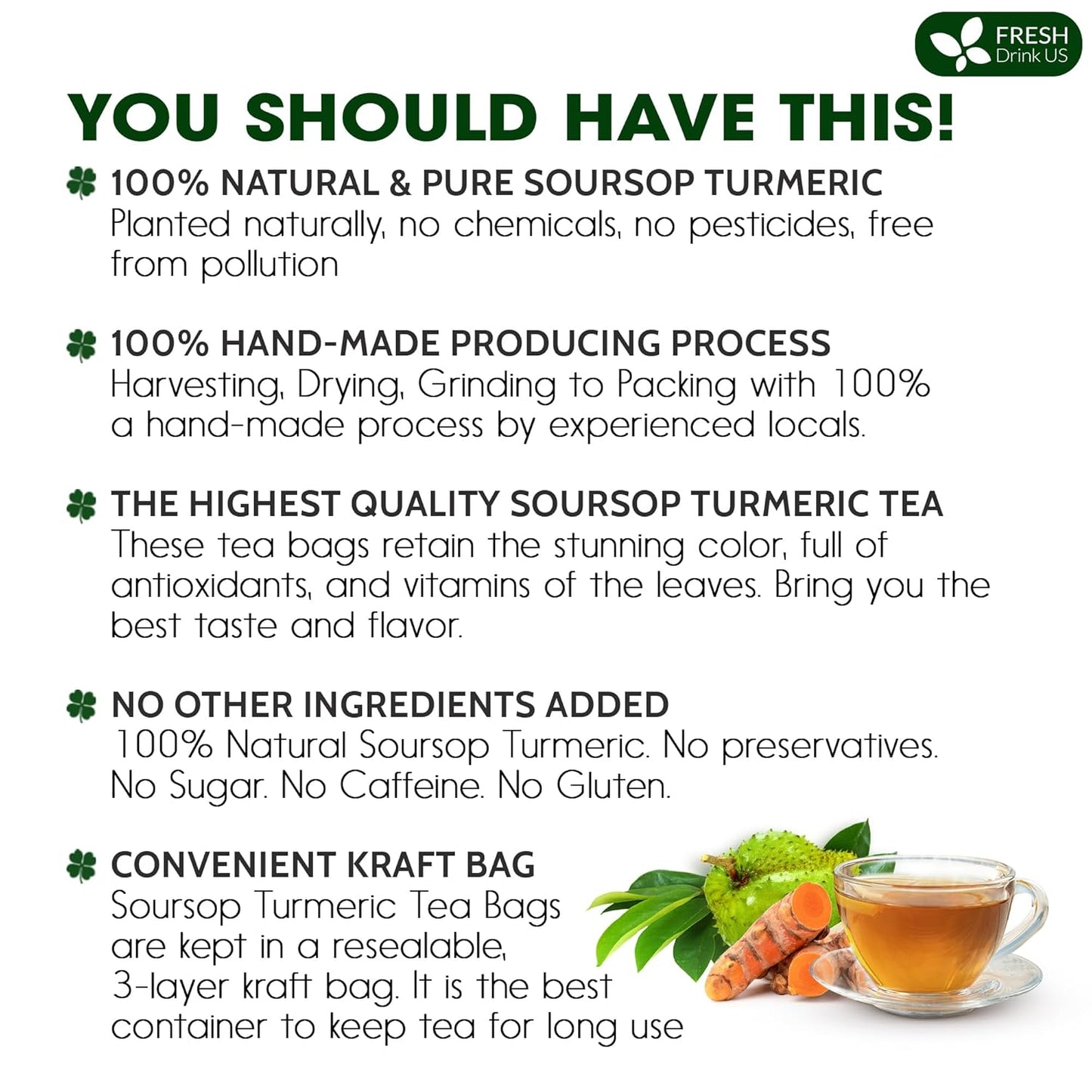 Premium Soursop Turmeric Tea Bags
