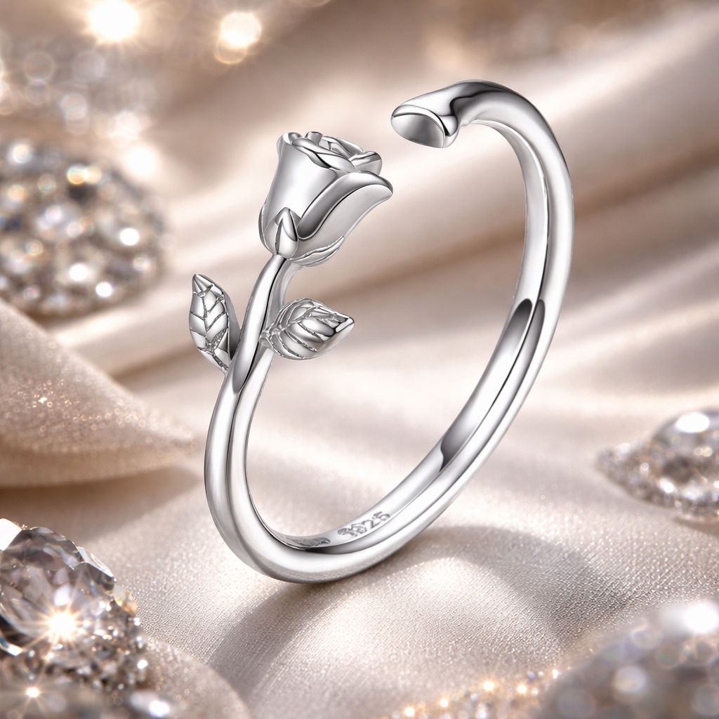 Bague de fiançailles en argent sterling S925 plaqué platine pour femmes