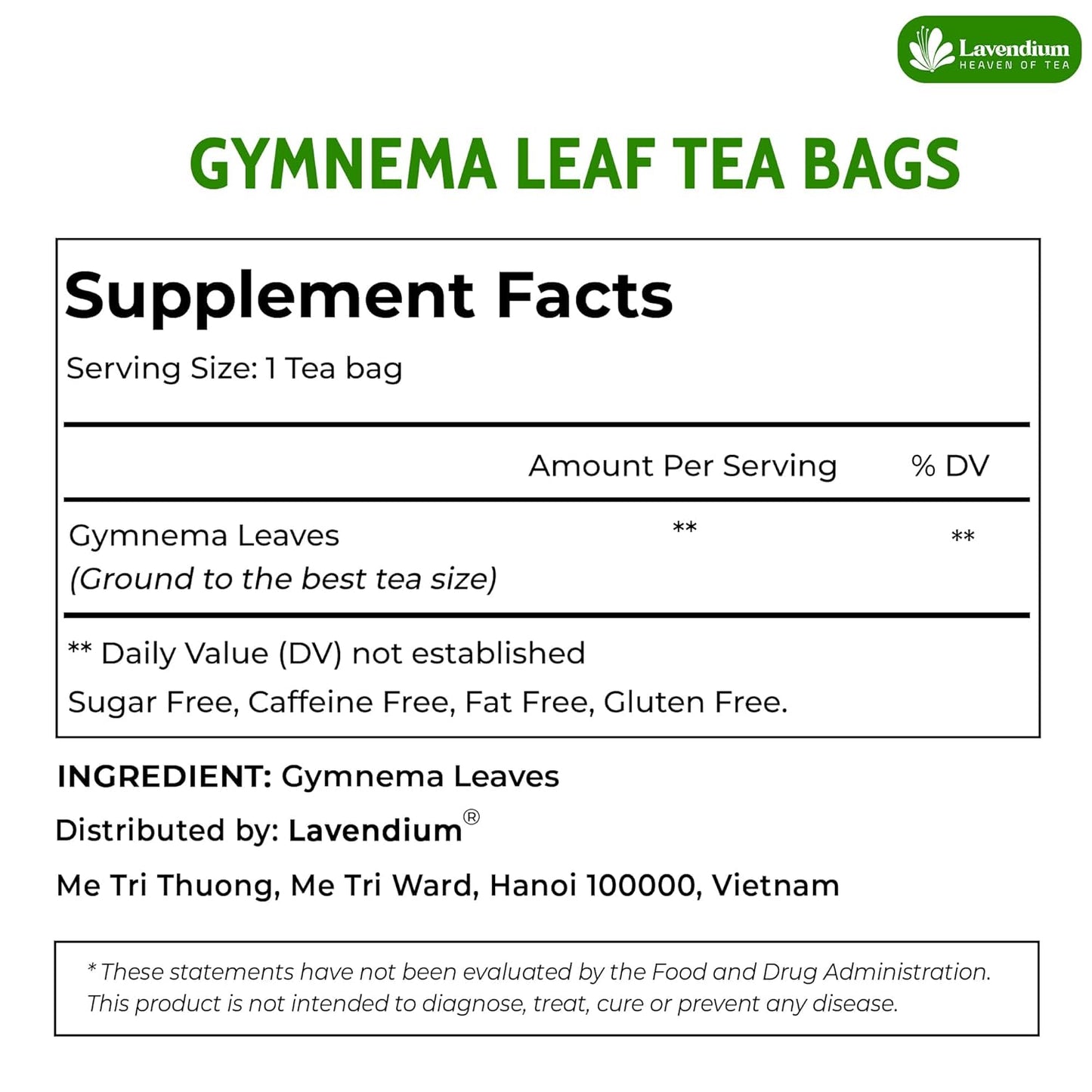 Bolsitas de té de hojas de Gymnema premium para diabéticos, 100 % naturales y puras de hojas de Gymnema. 
