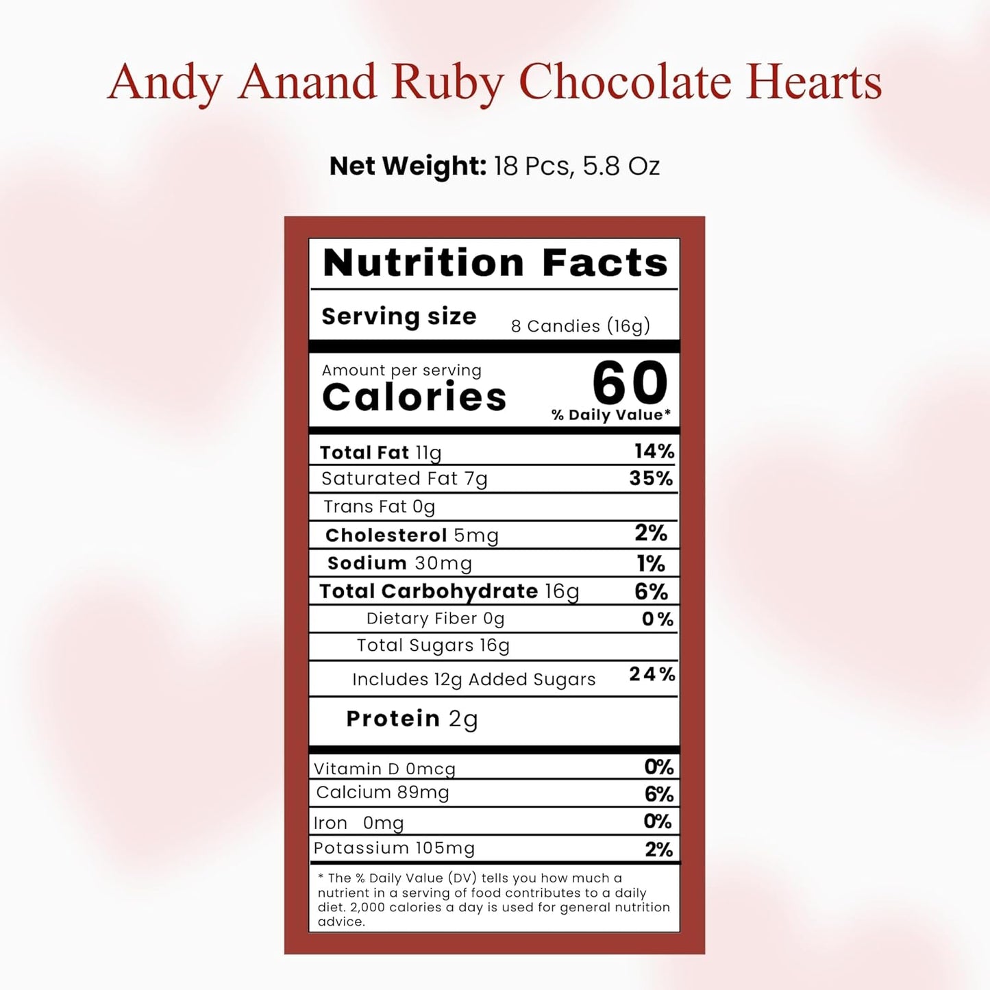 Andy Anand Gourmet Ruby Chocolate Hearts Truffles 18 Pc