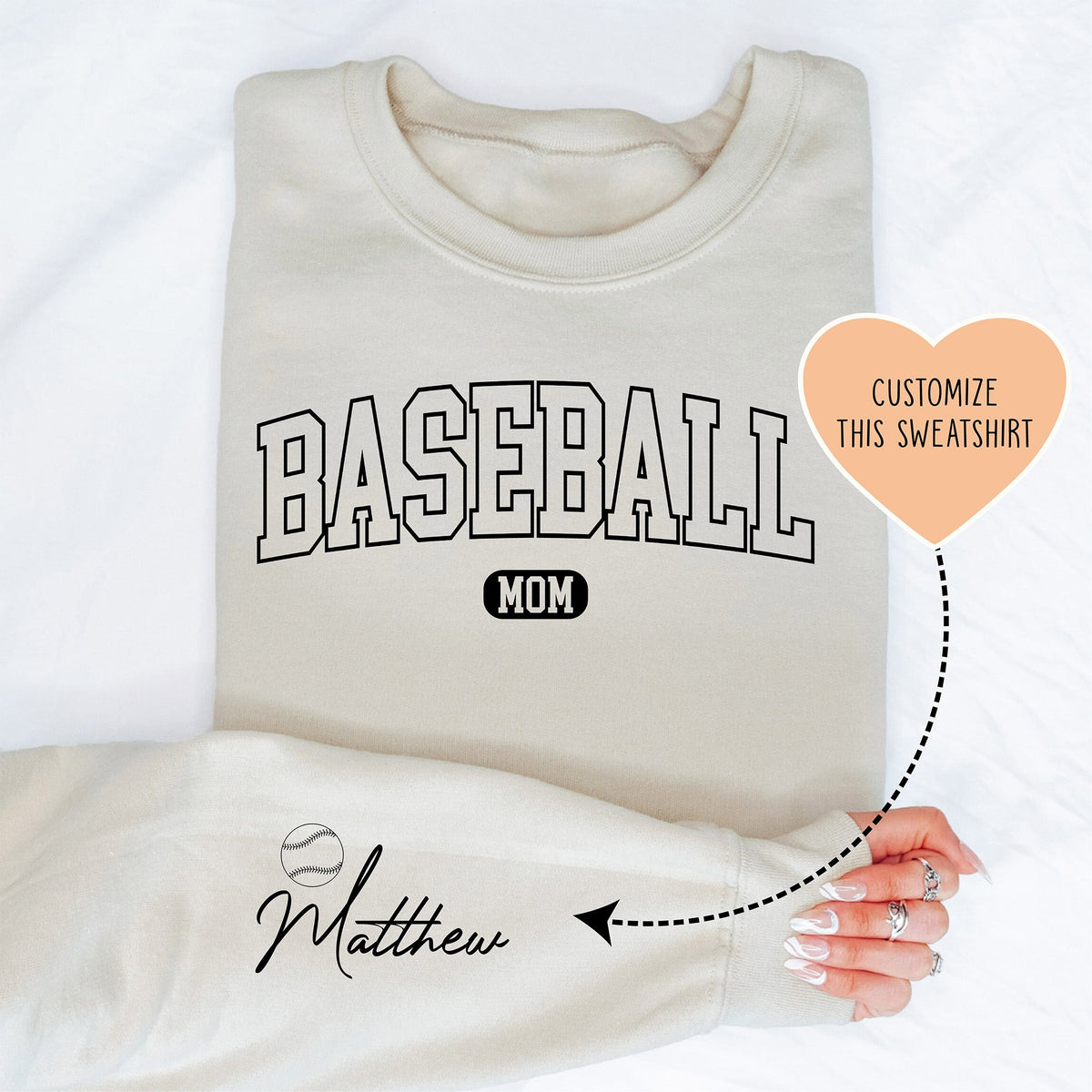 Sweatshirt personnalisable pour maman de baseball
