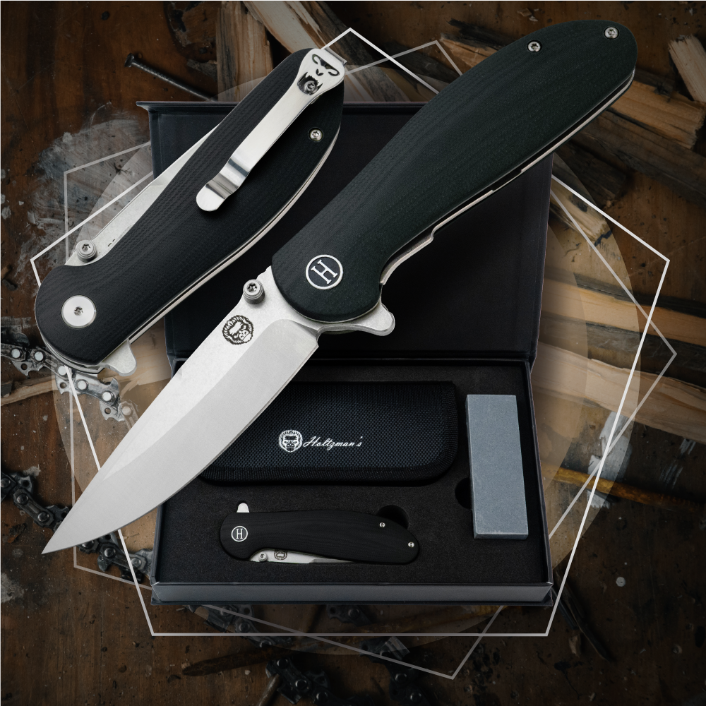 Premium Folding Pocket Knife Gift Set for Adventurers (Silver & Black) - Korvel