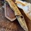 Artisan Crafted Damascus Steel Pocket Knife with Engraved Brass Handle - Korvel