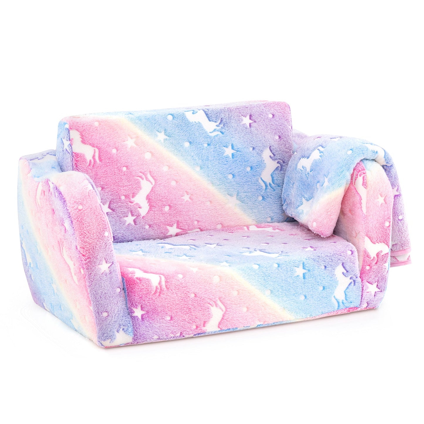 2-in-1 Folding Kids Couch with Glow-in-the-Dark Blanket