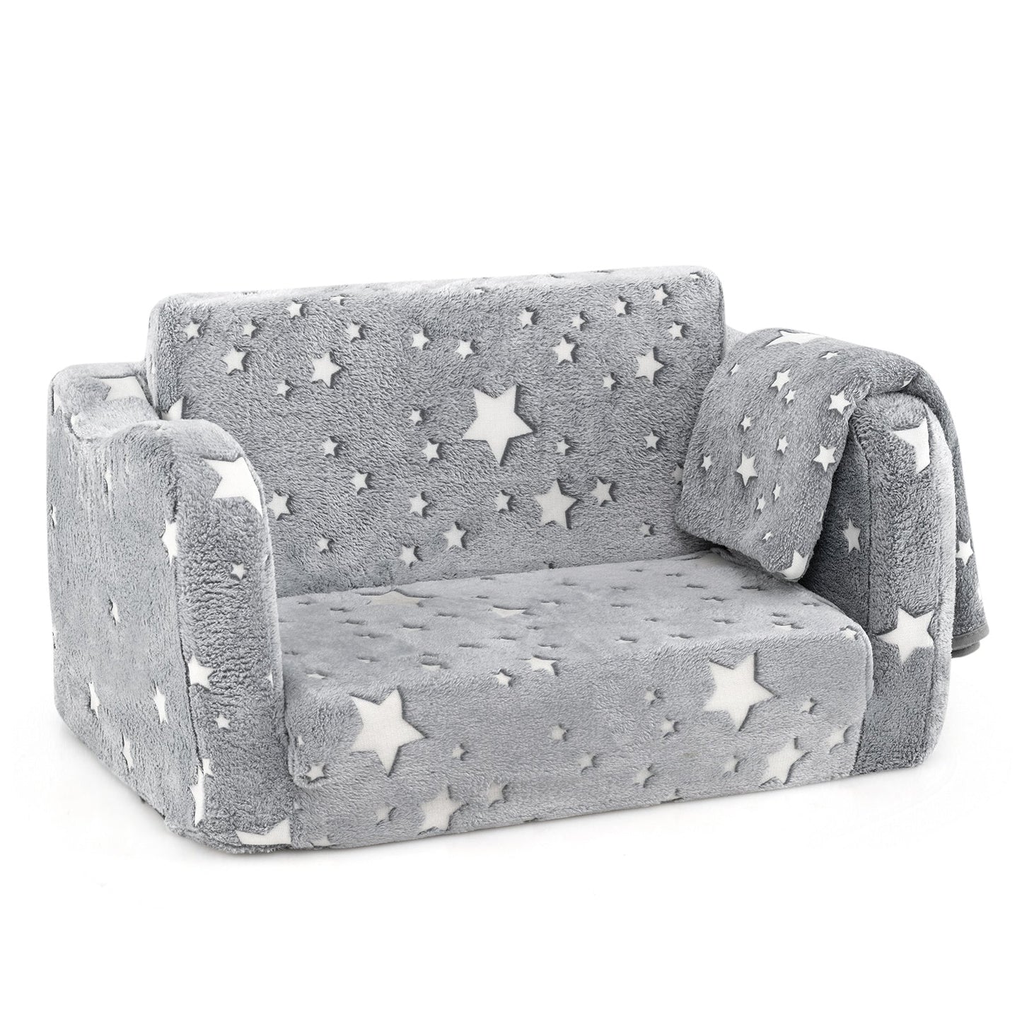 Canapé pliant 2-en-1 pour enfants avec effet phosphorescent - Gris