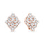 Pendientes Omega de Diamantes en Flor de Oro Rosa de 18K