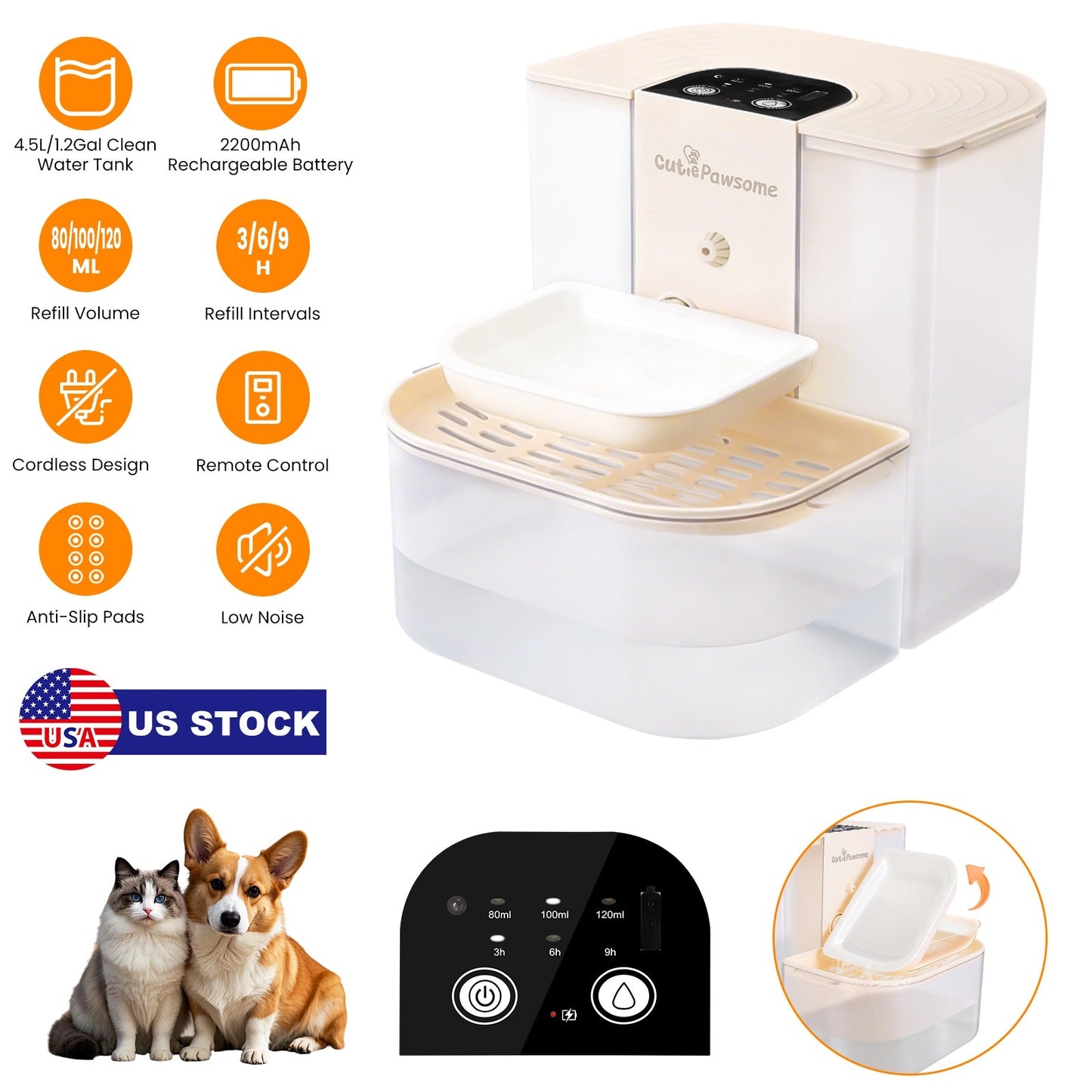 Smart Automatic Pet Water Fountain - 4.5L Rechargeable Dispenser