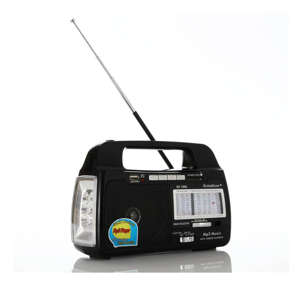 Radio portable Supersonic 9 bandes avec lampe torche intégrée