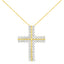 10K Yellow Gold Diamond Two Row Cross Pendant Necklace