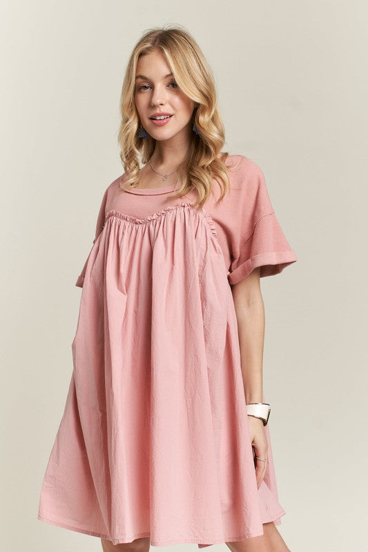 Charming Round Neck Half Sleeve Babydoll Dress