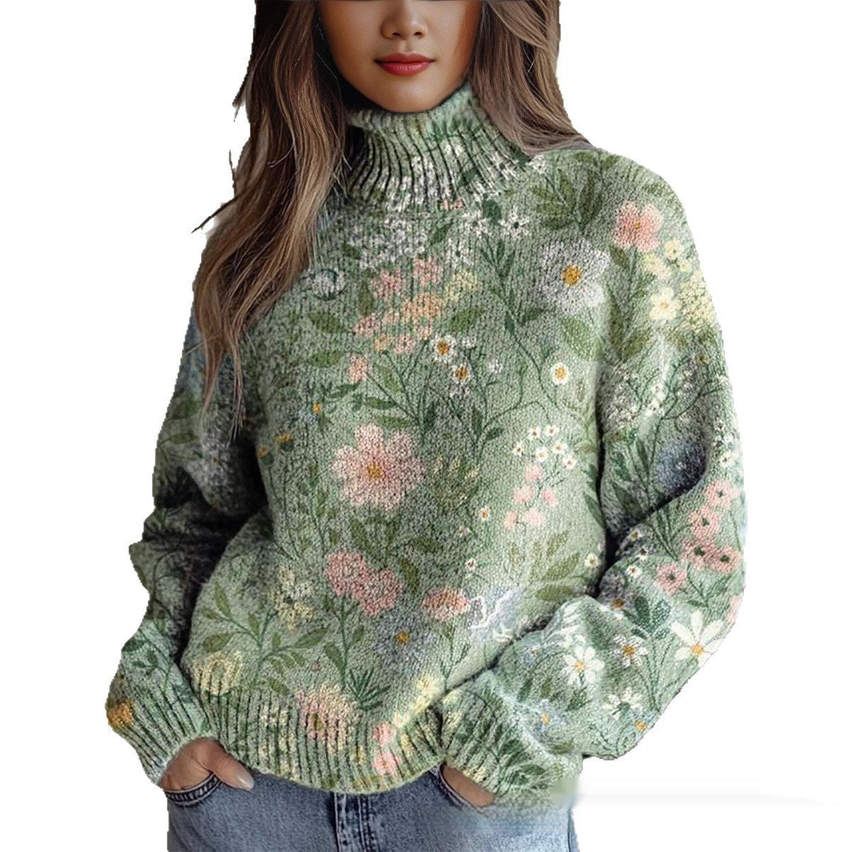 Elegant Christmas Abstract Print Cardigan for Women