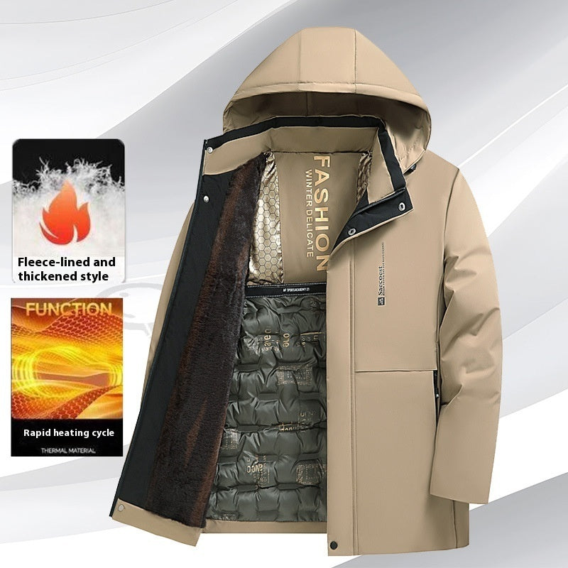 Men's Fleece-Lined Thickened Cotton-Padded Coat