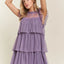 Layered Ruffled Cap Sleeve Mesh Dress for Women