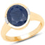 4.85 Carat Blue Sapphire and Diamond 14K Yellow Gold Ring
