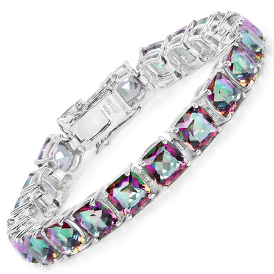 Pulsera de Cuarzo Arcoíris Genuino de 48.93 Quilates en Plata Esterlina .925