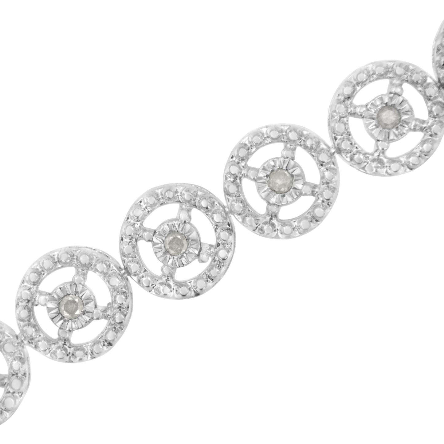 Pulsera de Círculo Anidado de Diamante de Plata Esterlina .925 - 7.25"