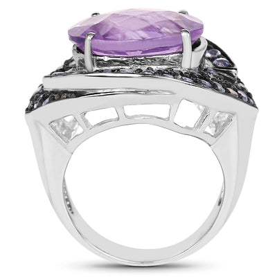 Bague en argent sterling avec améthyste et tanzanite de 5,95 carats