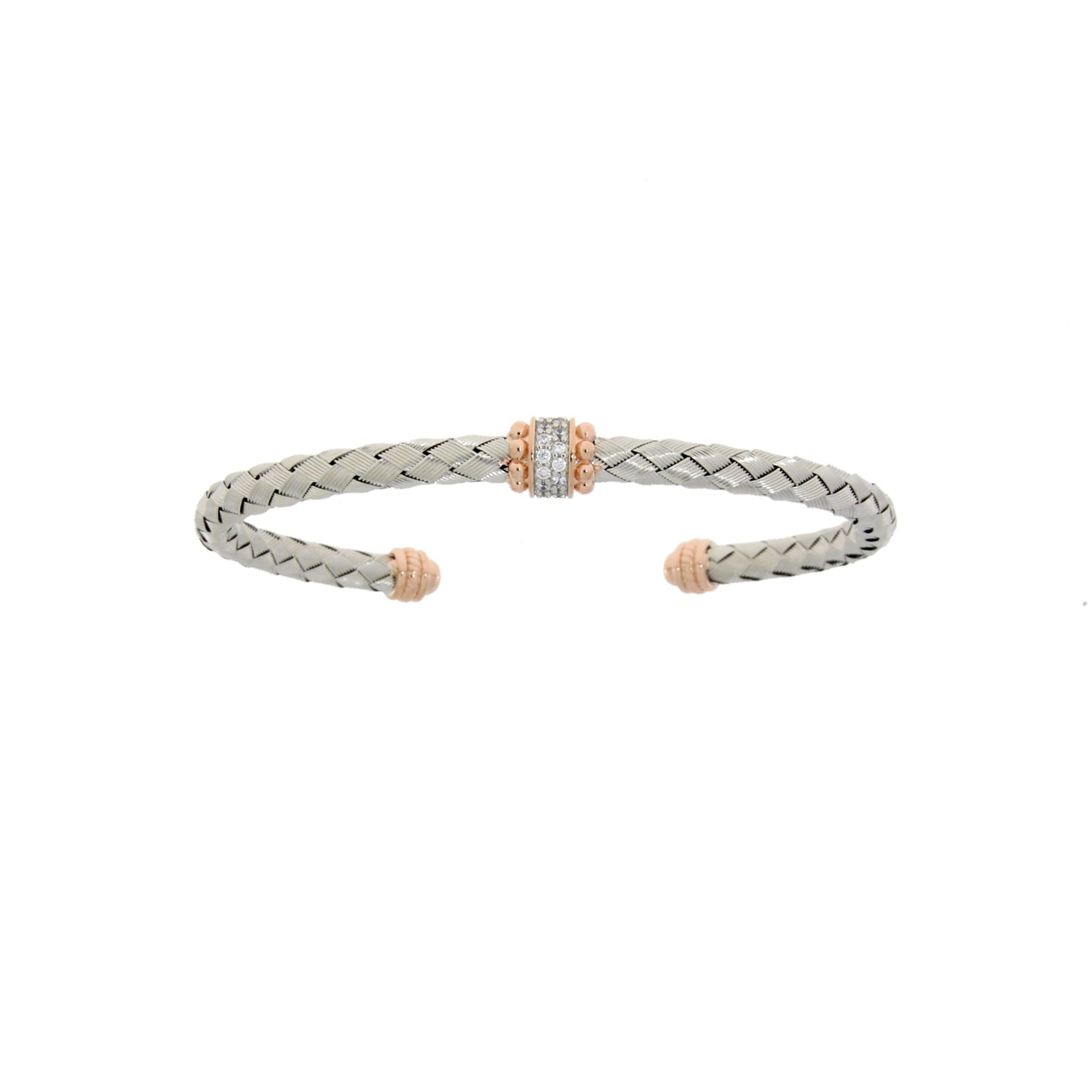 Natural Cubic Zirconia Bangle Bracelet in Sterling Silver