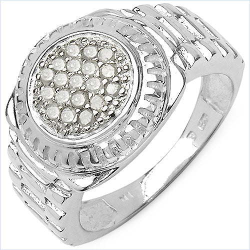 0.20 Carat Genuine White Diamond Sterling Silver Engagement Ring