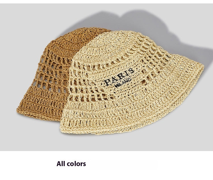 Chapeau de plage en toile brodé fait main