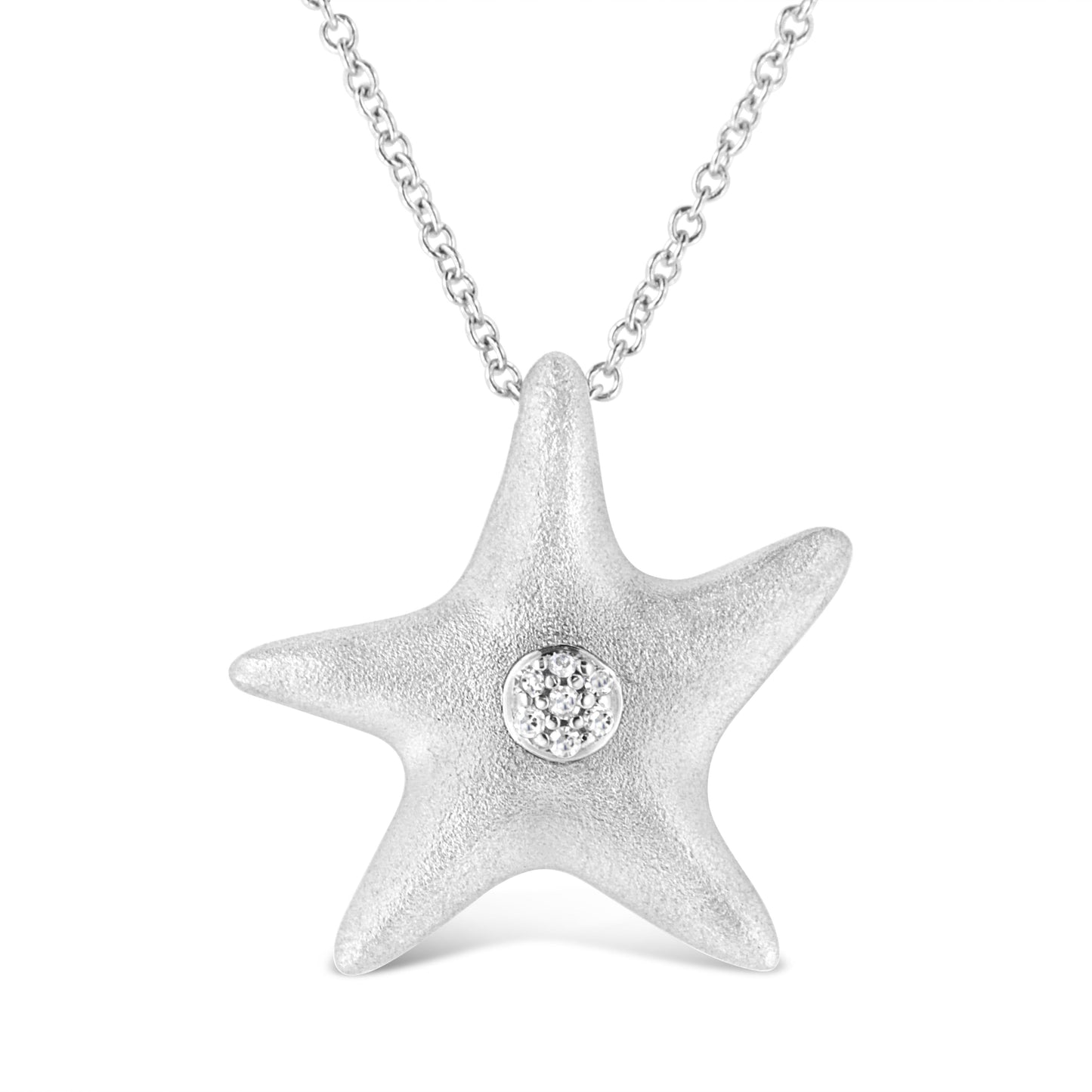 Pendentif en étoile de mer en argent sterling .925 avec accent en diamant - 18"