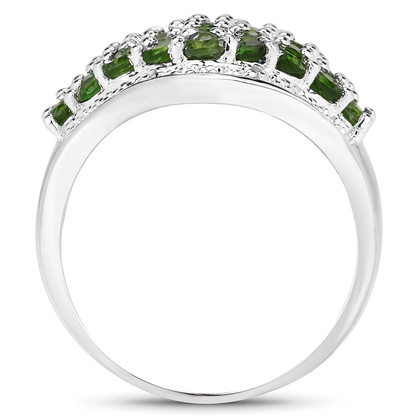 Bague en argent sterling avec chrome diopside et topaze blanche de 2,41 carats