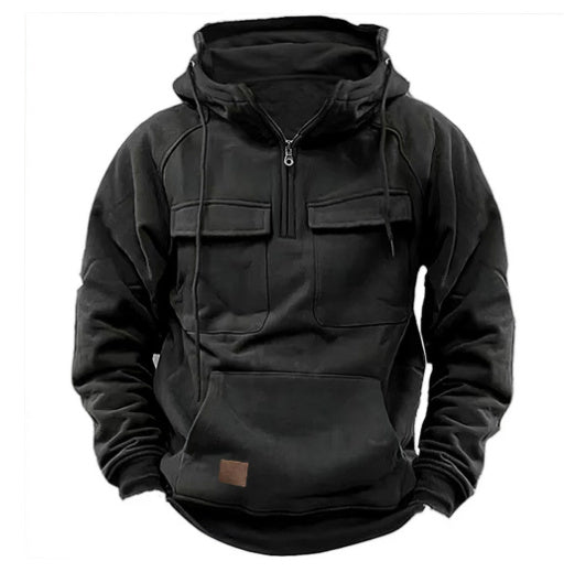 Hoodie zippé décontracté pour homme avec cordon et poche