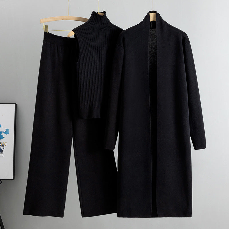 Ensemble Tricoté Élégant 3 Pièces pour Femmes