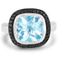 5.23 Carat Swiss Blue Topaz & Black Diamond Sterling Silver Ring