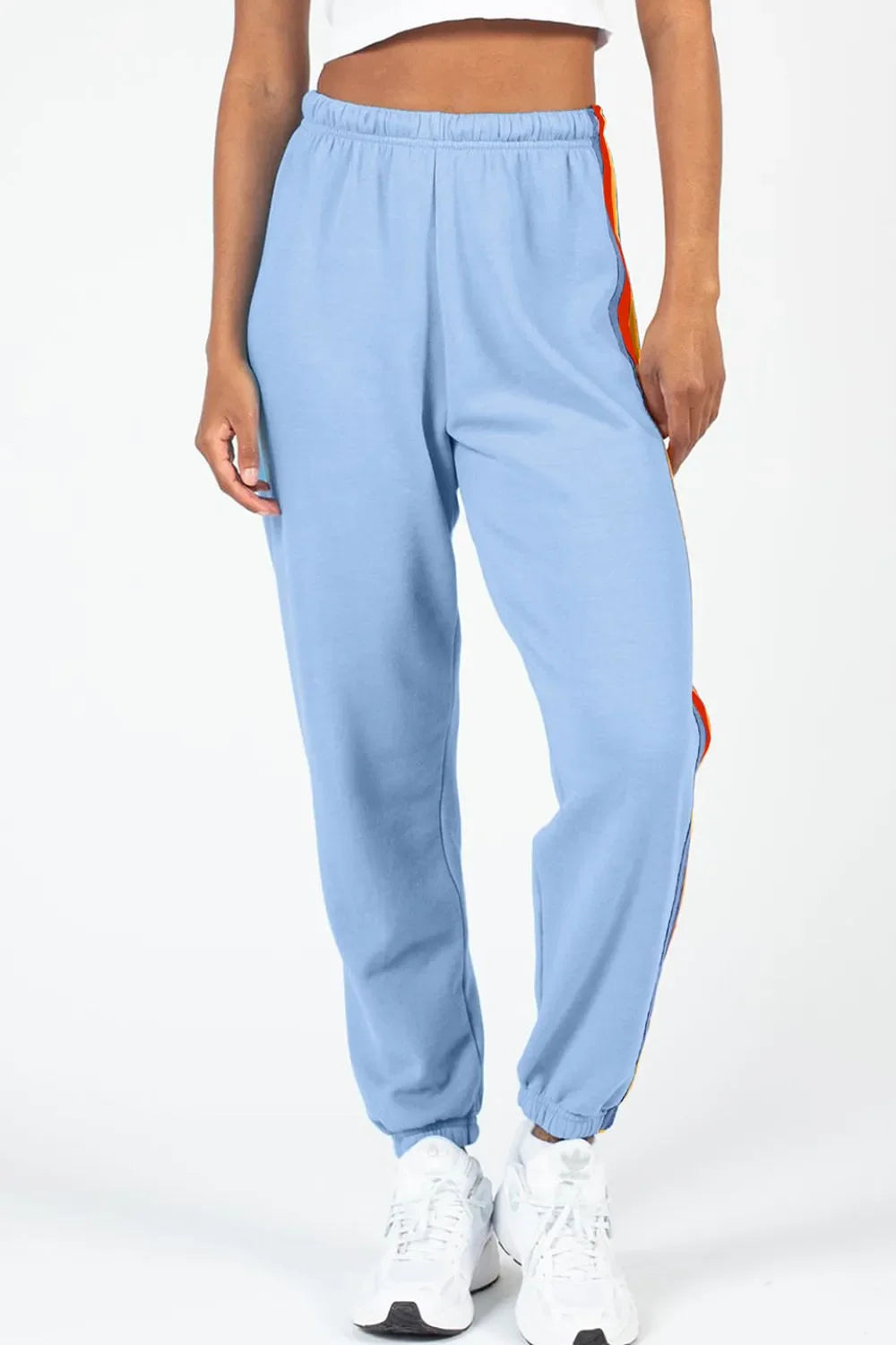 Pantalones Activos de Cintura Elástica con Rayas Contrastantes