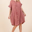 Mineral Wash Cotton Gauze Mini Shirt Dress for Women
