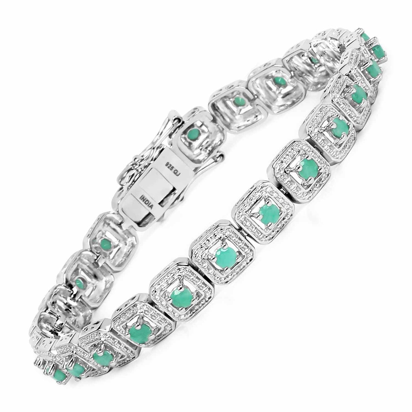 Pulsera de Esmeralda Genuina de 2.40 Quilates en Plata Esterlina .925